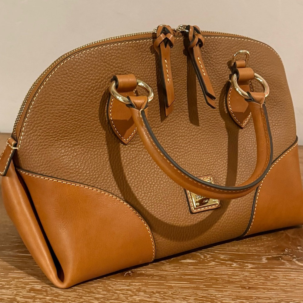 Dooney & Bourke Dome Satchel Crossbody Brown Leather